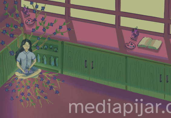 Ilustrasi seseorang yang berada disebuah sudut favoritnya