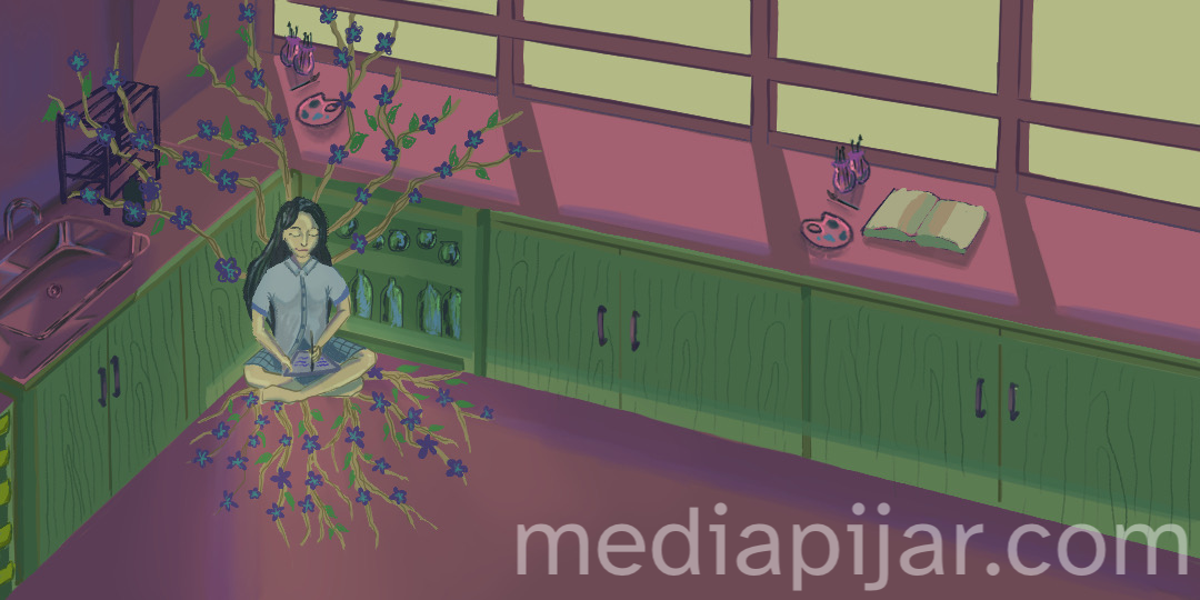 Ilustrasi seseorang yang berada disebuah sudut favoritnya