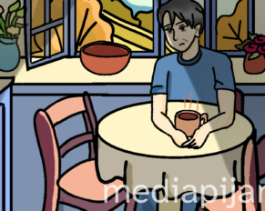 seorang anak di meja makan