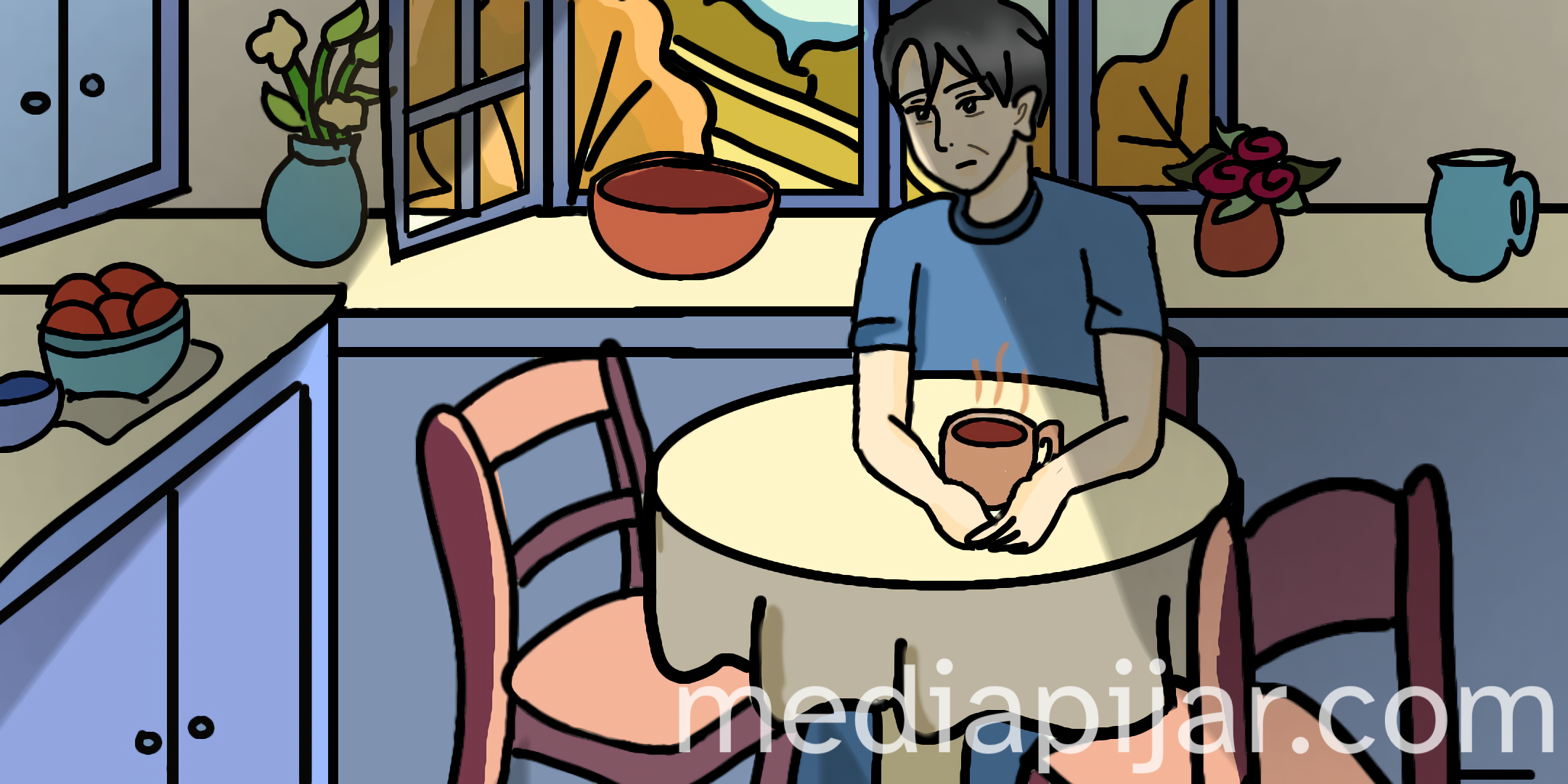 seorang anak di meja makan