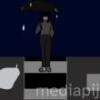 ilustrasi seseorang memegang payung