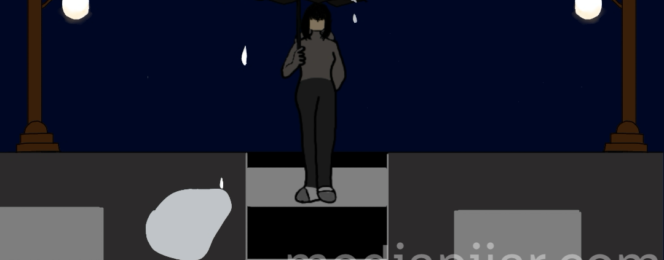 ilustrasi seseorang memegang payung