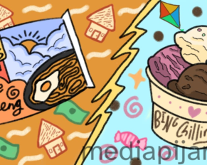ilustrasi cerpen antara es krim, mi instan, dan dua sisi kehidupan