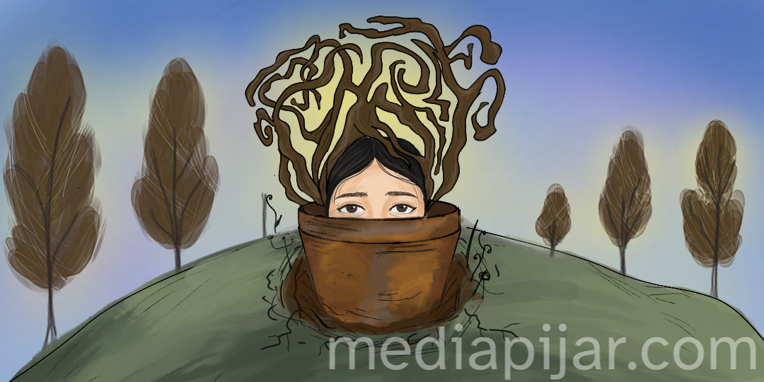 ilustrasi puisi Riuh ynag Kutanam Sendiri
