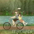 ilustrasi perempuan dan laki laki naik sepeda